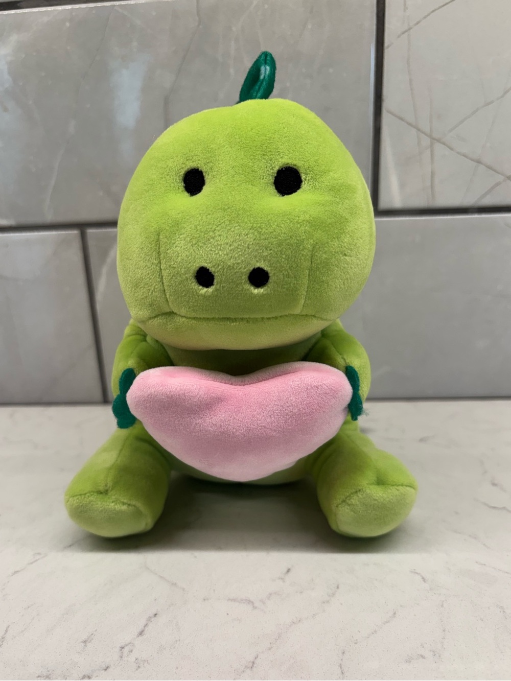 MORIAH ELIZABETH Pickle the Dinosaur 6" Green Plush Pink Heart